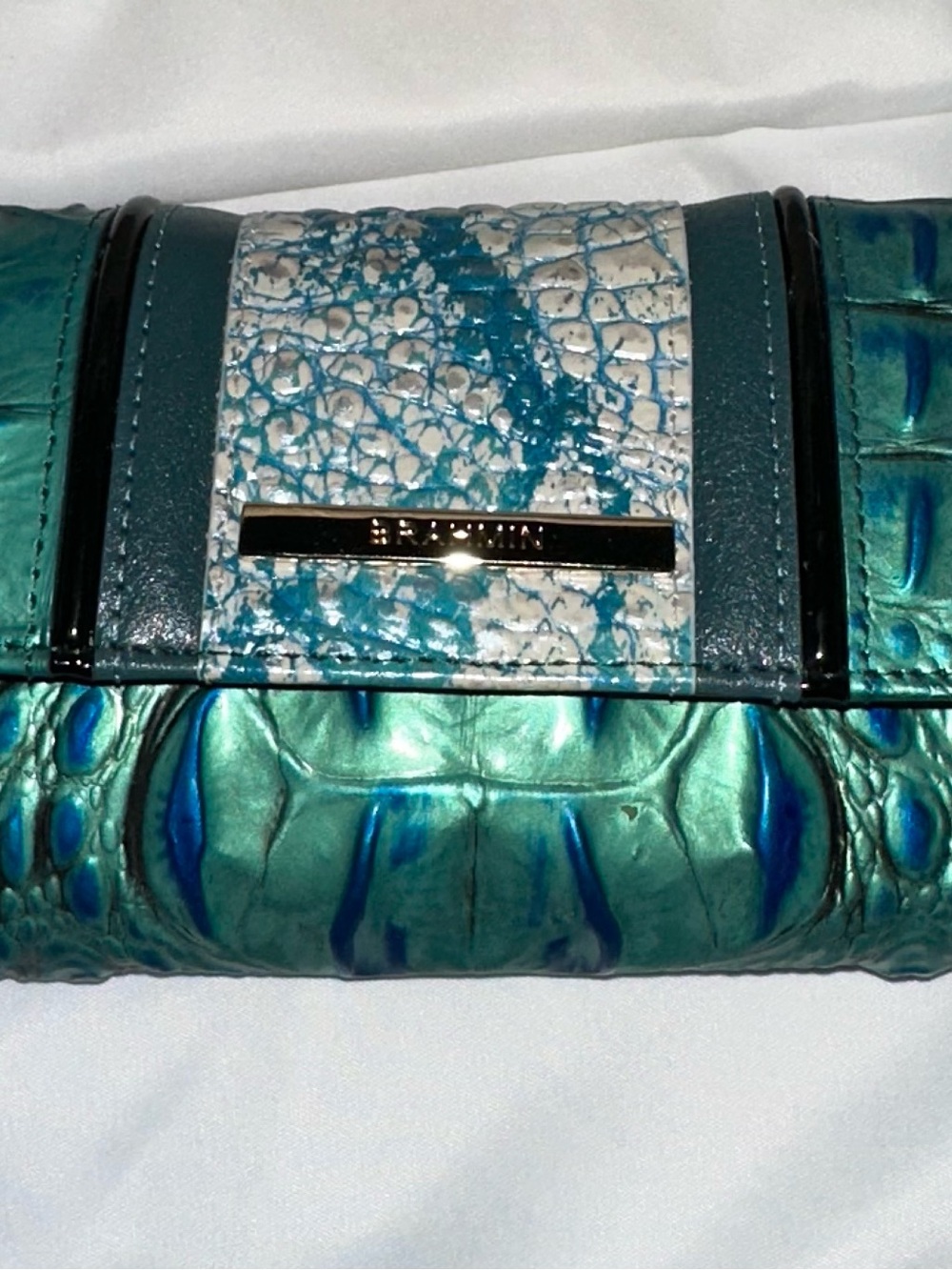 💚 EEUC Brahmin Elaine, Cordelia Wallet, and Britt Coin Purse in Peacock Shimmer - Picture 5 of 10